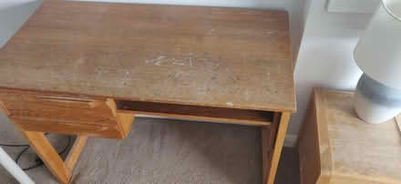 Photo of free Child's pine desk. (Weston) #2