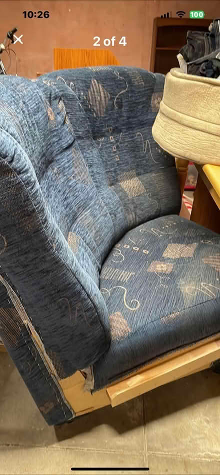 Photo of free Blue cloth sectional couch (Northside San Jose) #2