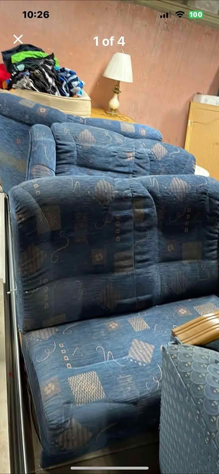 Photo of free Blue cloth sectional couch (Northside San Jose) #1