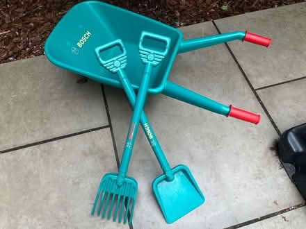 Photo of free Bosch Kids plastic wheelbarrow, fork and spade (Bernards Heath AL3) #1