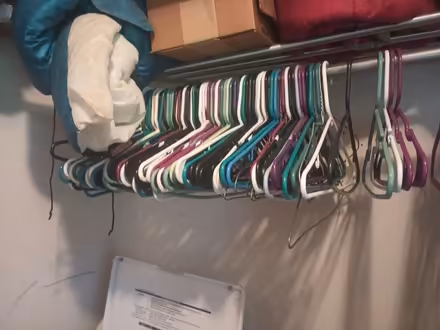Photo of free Metal & plastic clothes hangers (Maple ave.) #1