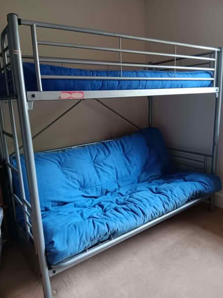 Photo of free Blue futon bunk in silver metal finish (Perivale W13) #2