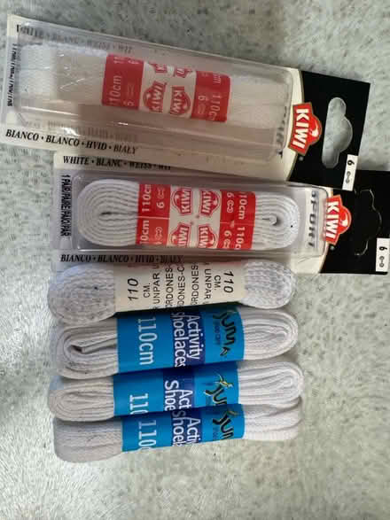 Photo of free 6 lots of white 110cm shoe laces (OX5 (Kidlington)) #1
