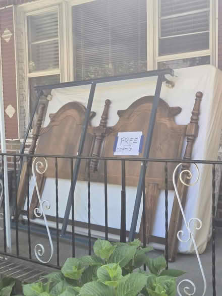 Photo of free Queen size bed wooden with frame (Brooklyn) #2
