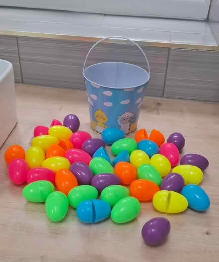 Photo of free Easter egg hunt bucket & plastic eggs (Boughton Monchelsea ME17) #1