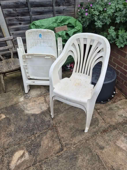 Photo of free 3 Plastic Garden Chairs (Bengeo SG14) #1