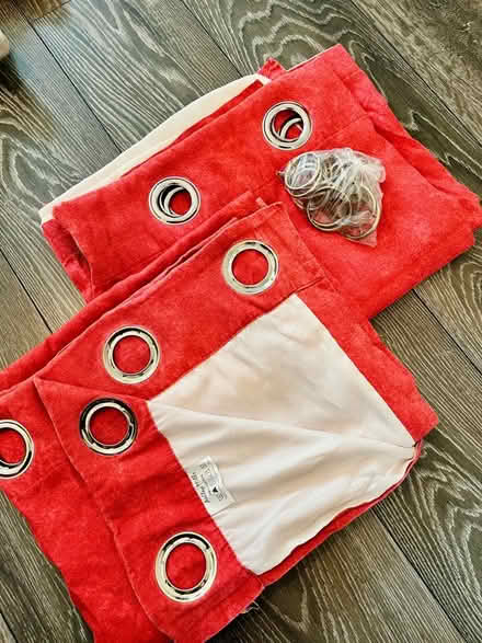 Photo of free Red eyelet curtains with metal hooks (Northville NP44) #1