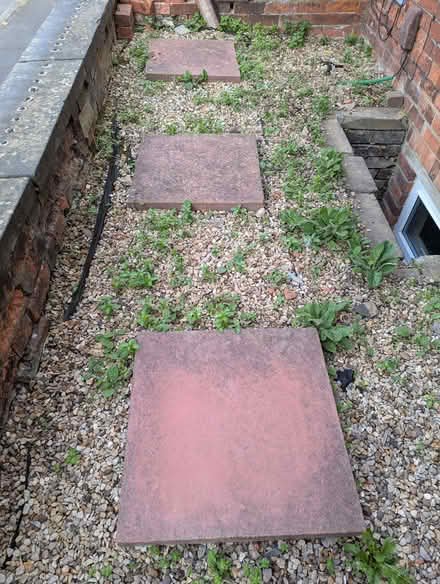 Photo of free 3 X garden slabs - pinkish colour, no chips or cracks (Harlaxton NG32) #1