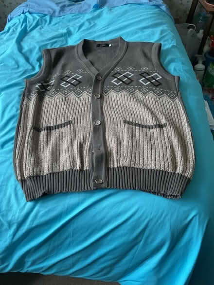 Photo of free Men’s large sleeveless button cardigan (Walker NE6) #1