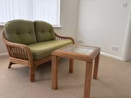Photo of free green wicker sofa and table (llandudno) #1
