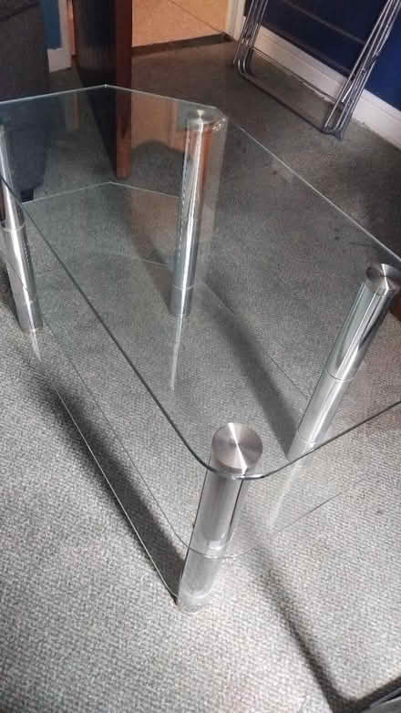 Photo of free Glass, 3 shelved Tv stand (Scale Hall LA1) #1