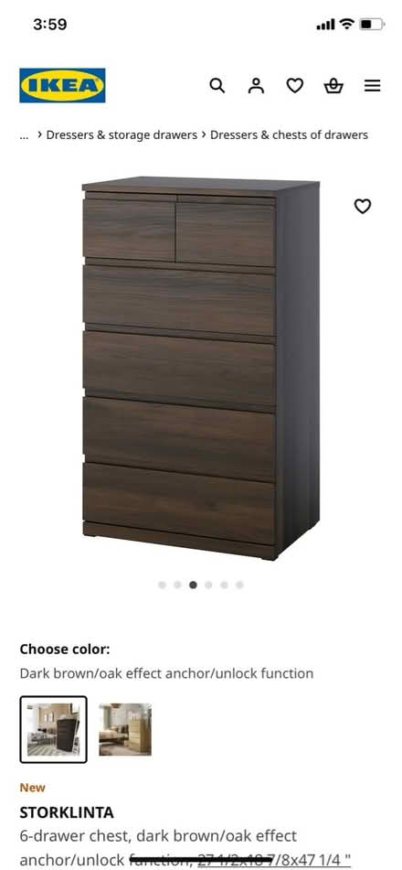 Photo of free Ikea 6- drawer dresser dark brown (Uptown) #1