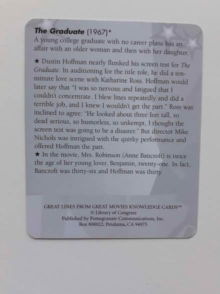 Photo of free "Knowledge Cards" on famous lines from films (Wandsworth Common SW12) #4