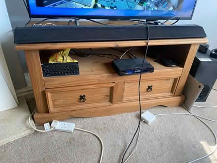 Photo of free Heavy pine TV stand (Stannington S6) #1