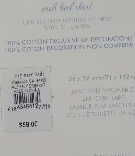 Photo of free Bedding for crib by Pottery Barn (Old Oakville near Lakeshore) #3