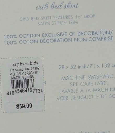 Photo of free Bedding for crib by Pottery Barn (Old Oakville near Lakeshore) #3