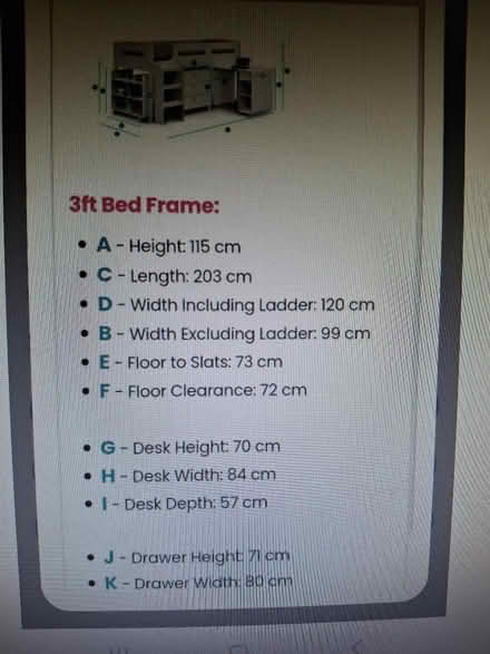 Photo of free Mid sleeper cabin bed, drawers,desk (Horley, RH6) #3