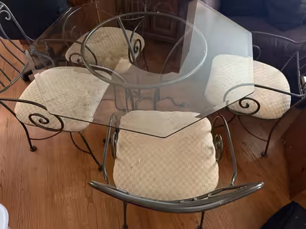 Photo of free Glass and metal table and 4 chairs (North Springfield) #1
