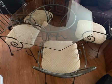 Photo of free Glass and metal table and 4 chairs (North Springfield) #1