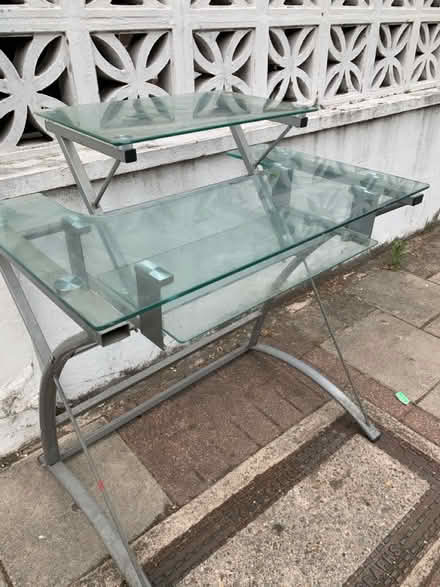 Photo of free Glass computer table, 3 shelves (NW10) #2