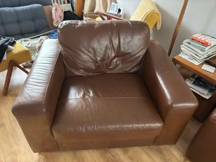 Photo of free Brown leather 3 piece suite (Kilbarchan) #4