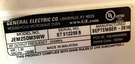 Photo of free Microwave - GE Space Saver (Gray Gardens East, Cambridge) #2