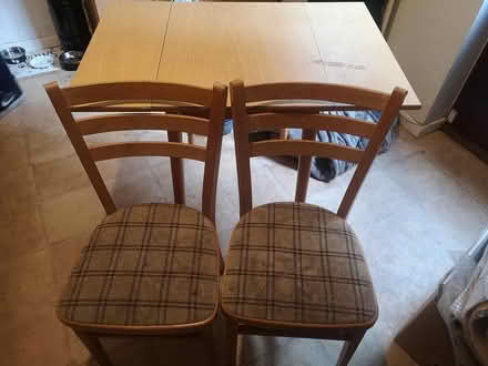 Photo of free Wooden kitchen table and two chairs (Wollaton NG8) #1