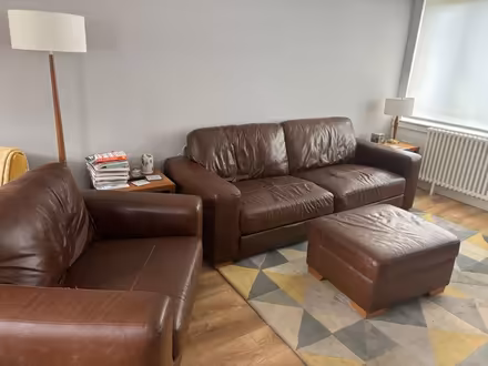 Photo of free Brown leather 3 piece suite (Kilbarchan) #2