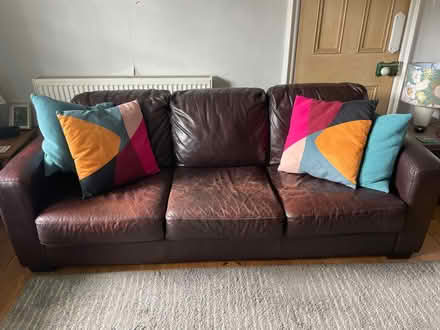 Photo of free 3-seater brown leather sofa (Fiveways BN1) #1