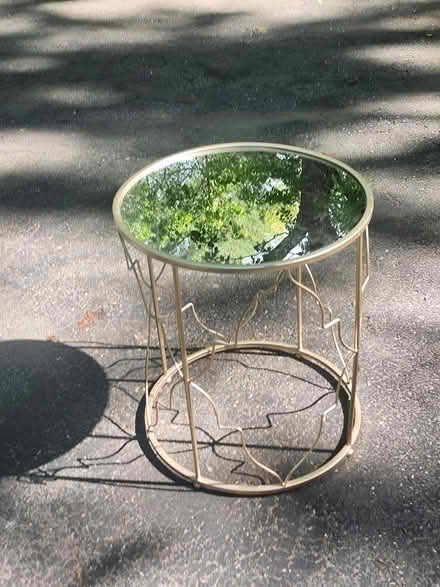 Photo of free Glass topped round metal table (Near Shaw's in Groton) #1
