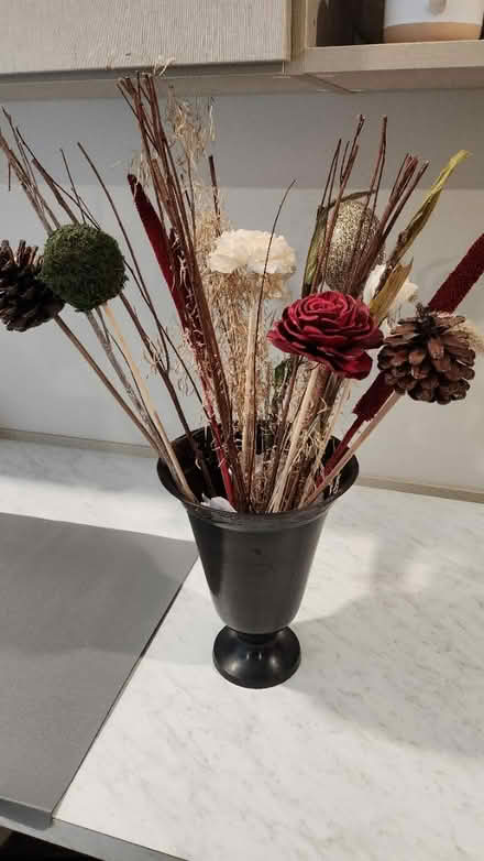 Photo of free Metal vase w/decorative arrangement (Somerset) #1