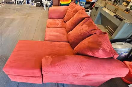 Photo of free Red microfiber chaise couch (Owings Mills/Reisterstown) #3