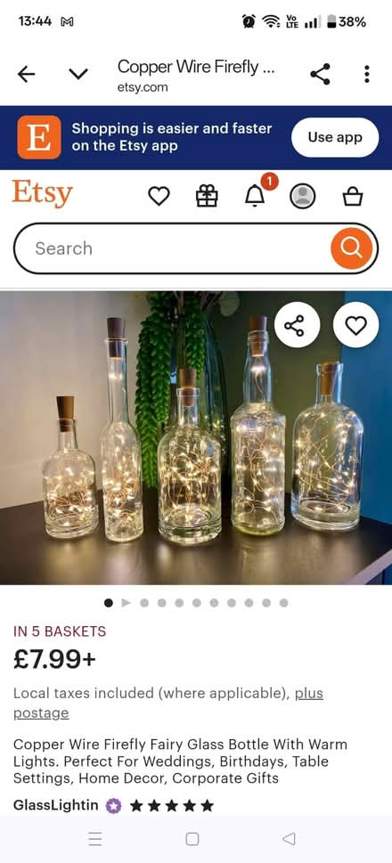 Photo of free Copper wire firefly bottle lamp (SW4) #1