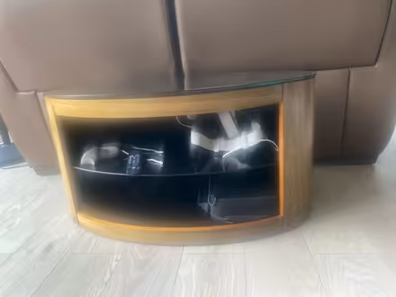 Photo of free Glass/wood tv stand/coffee table (Banstead SM7) #3