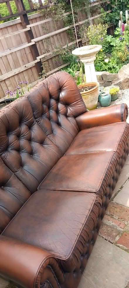 Photo of free Leather settee (Moss Side PR25) #2