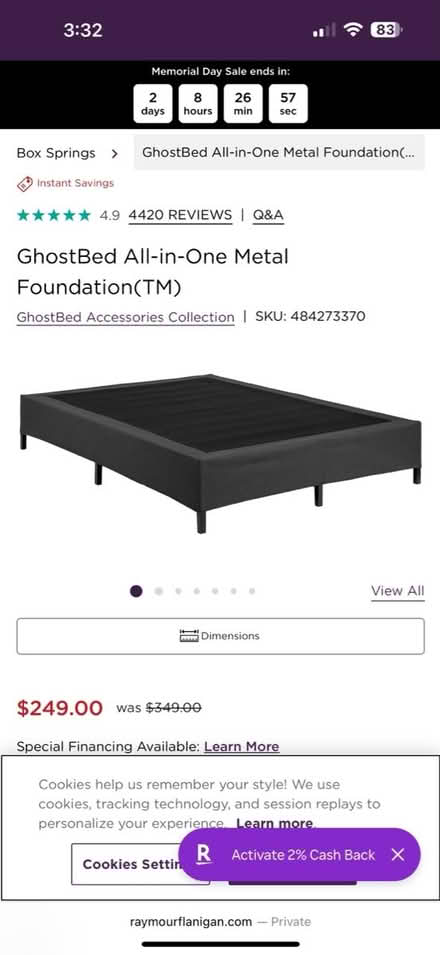 Photo of free Metal bed frame (Glasco) #1