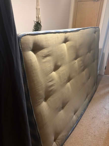 Photo of free Blue Checkered Mattress+Stand/Frame (Lucan, Co.Dublin Ireland) #1