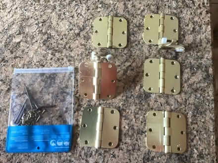 Photo of free 6 Bright Brass Door Hinges + Screws (Laurel Avenue/Takolusa Dr.) #1
