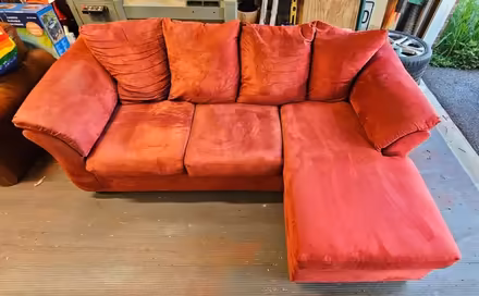 Photo of free Red microfiber chaise couch (Owings Mills/Reisterstown) #2