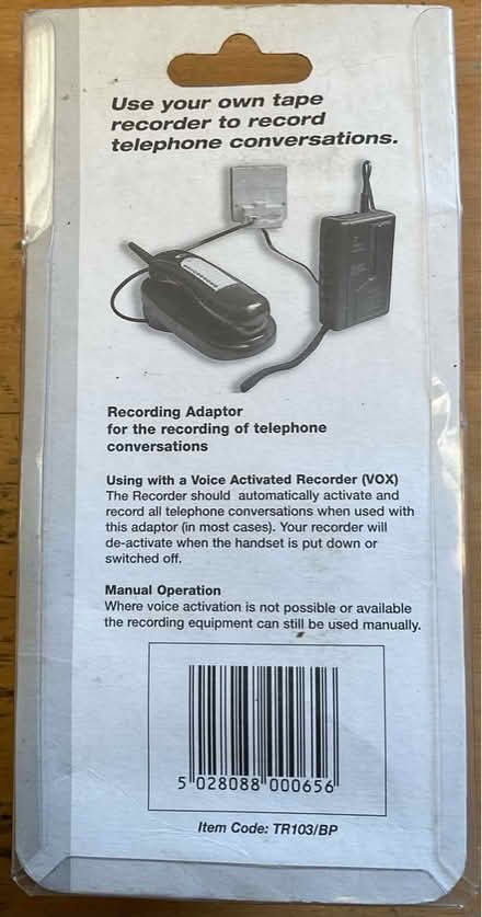 Photo of free Telephone voice recording adaptor 3m lead never used. (Beaconsfield HP9) #3