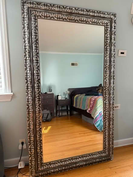 Photo of free Large mirror w/ silver wooden frame (Mount Vernon, NY) #1
