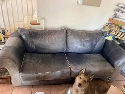 Photo of free Leather Couch + Slipcover & Chair (Burbank/NoHo) #2