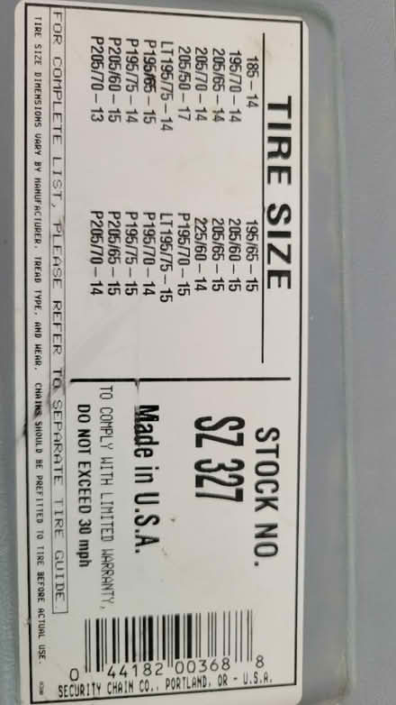 Photo of free Tire chains (Westminster) #2