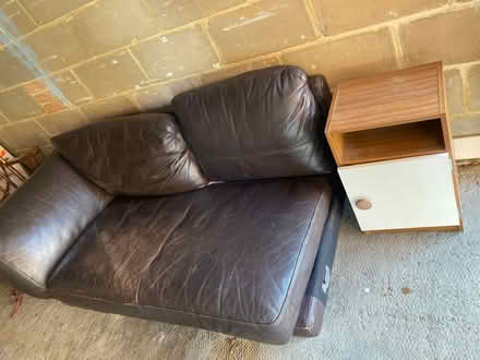 Photo of free Leather corner sofa and side cabinet (Hampton Hill TW12) #1