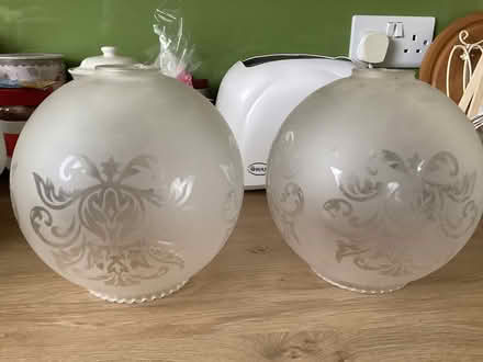 Photo of free Two large glass lampshades (L19 Garston off South Mossley) #1