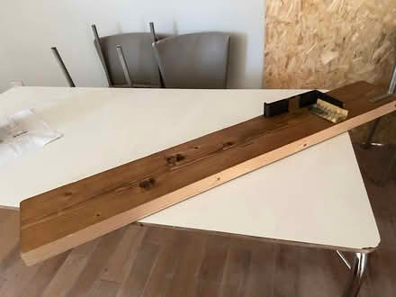 Photo of free Thick wood shelf with iron brackets (BH231HG) #1