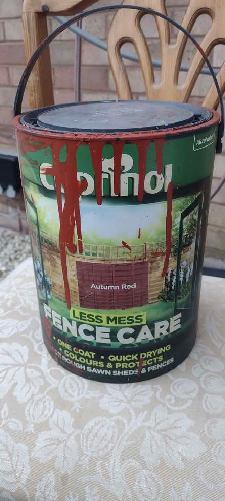 Photo of free Fence paint Autumn Red 1 litre approx (Sherrard's Green WR14) #1