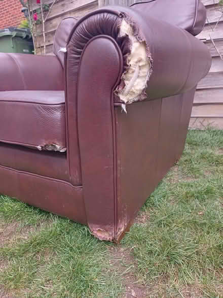Photo of free M&S's brown leather armchair (damaged on one side) (Rose Hill OX4) #2