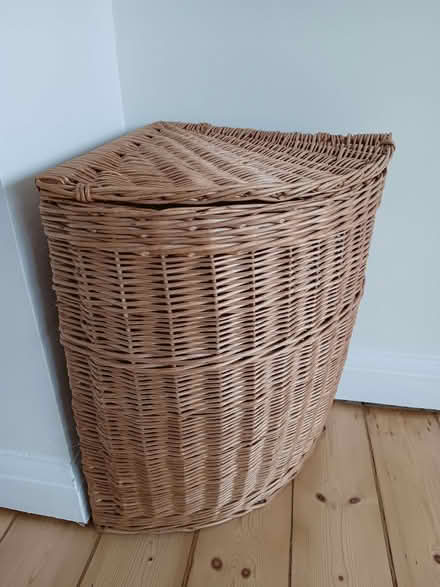 Photo of free Wicker Laundry Basket. Corner shape. Clean, solid condition. (Risinghurst OX3) #1