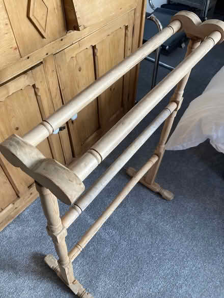 Photo of free Wobbly antique pine clothes horse (Bn36fe) #4